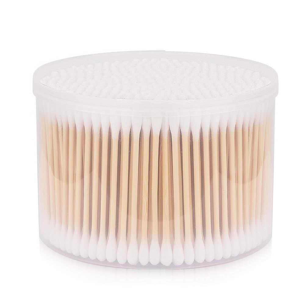 Bamboo/Paper Cotton Swab 500count (Custom Label Plastic Box)