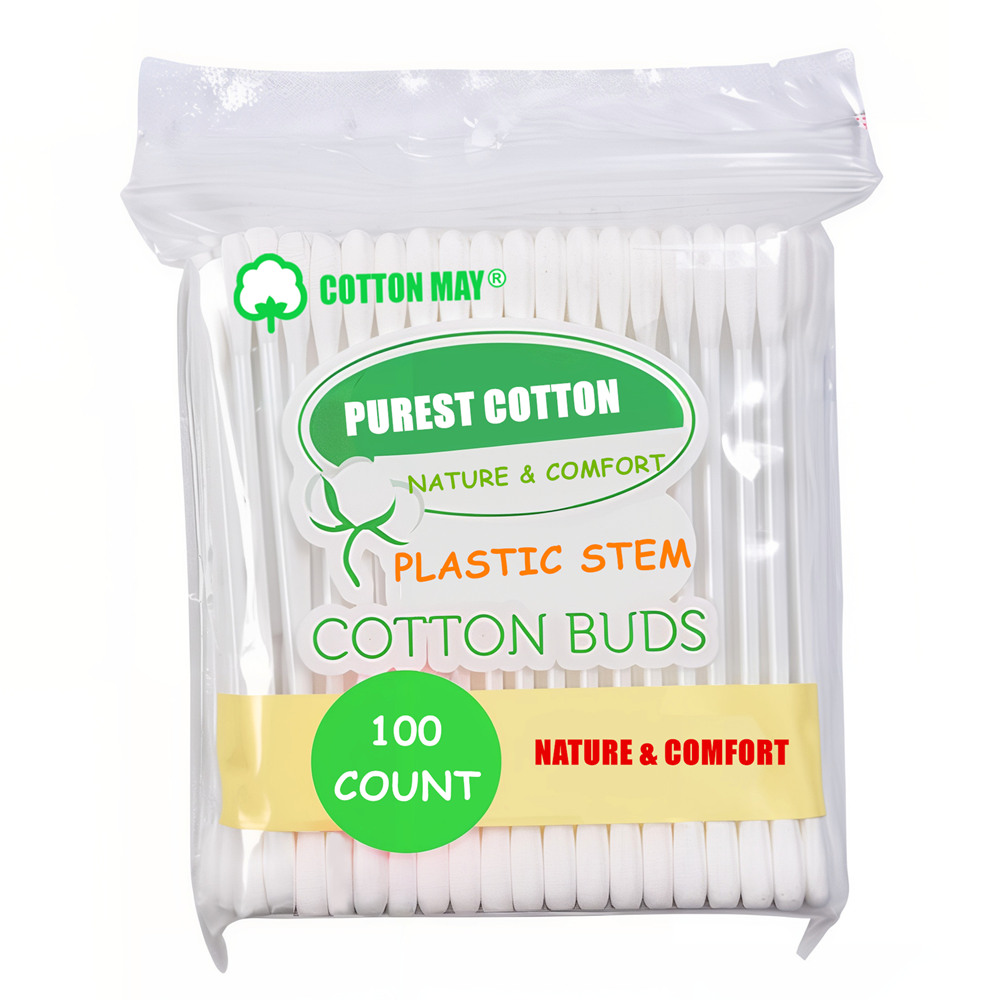 Custom Printing Bag 100/200 Count Plastic Stem Cotton Swab