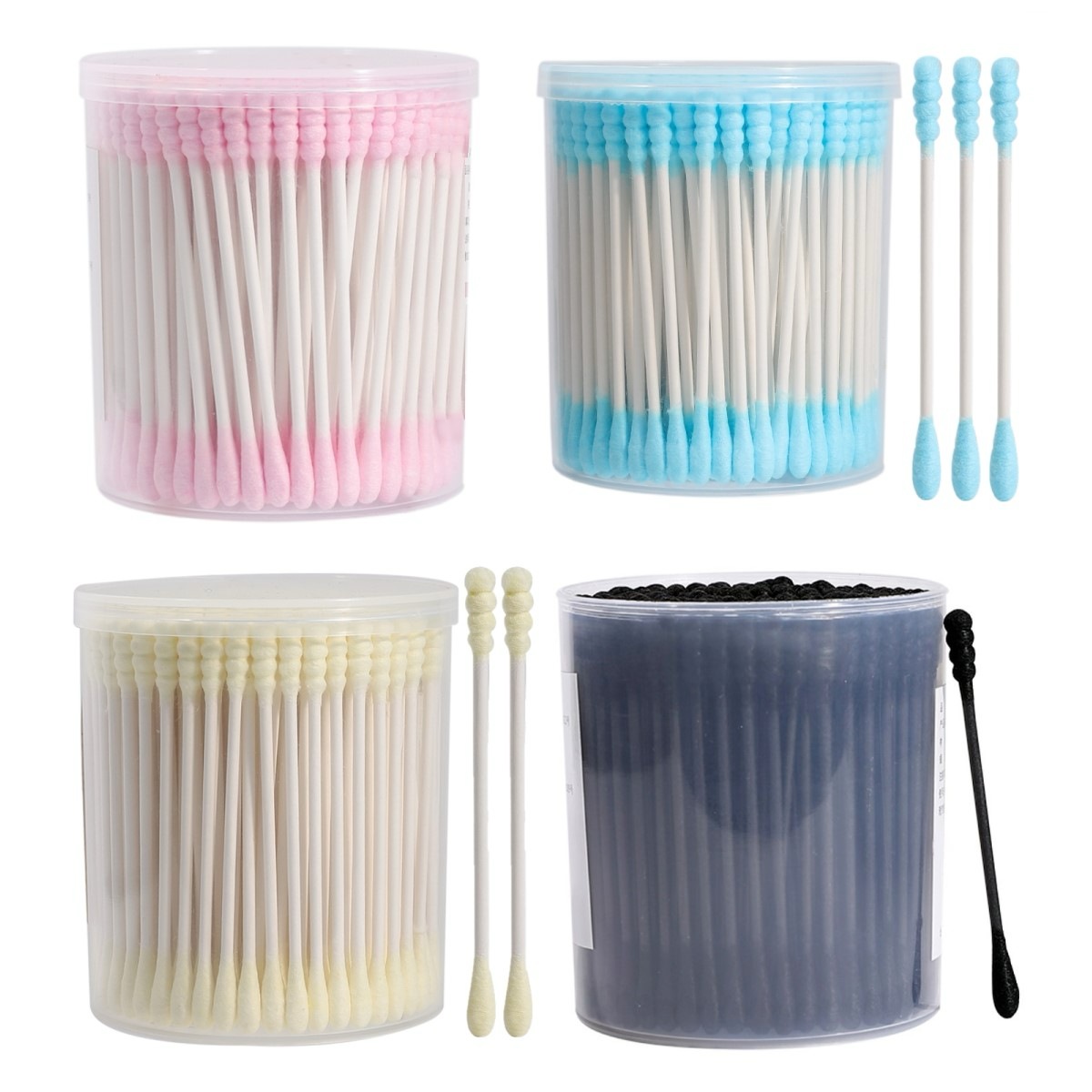 Color Spiral Tipped Cotton Swab Paper Stem 200count