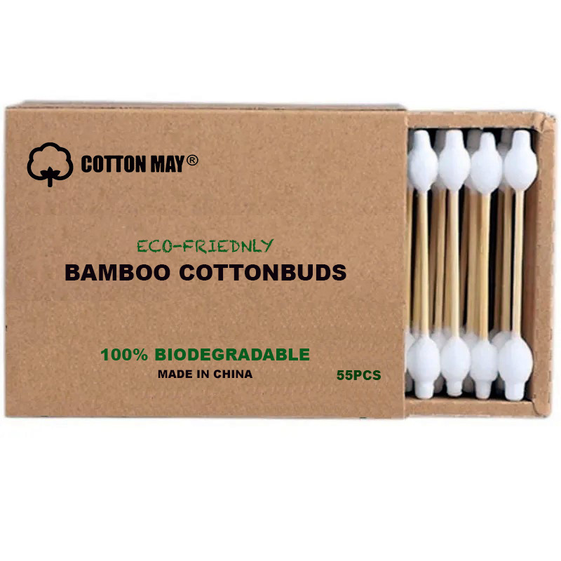Kraft Box Bamboo Cotton Swab Safety Tip 3" 6" 55count