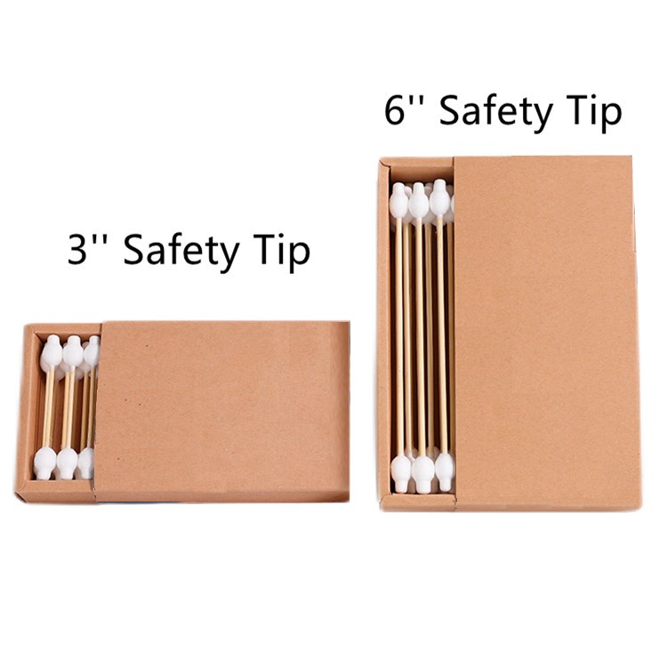 Kraft Box Bamboo Cotton Swab Safety Tip 3" 6" 55count - Image 2